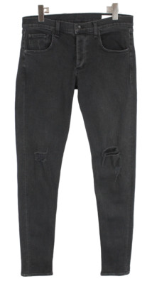 Rag & Bone Skinny Leg Herrenjeans W33 Zerrissen Distressed Knopf Fly Dunkel