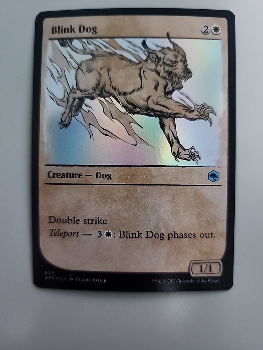 mtg cards that blink creatures MTG Blink Dog Adventures in the Forgotten Realms 300 Foil Showcase Uncommon