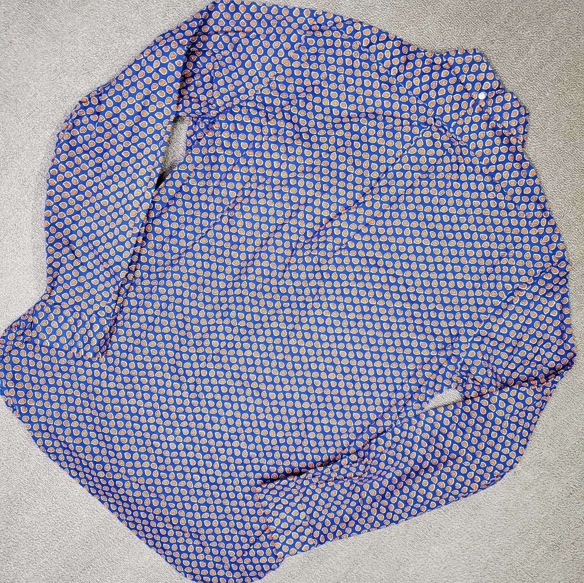 Vintage 90s Polo Ralph Lauren Paisley Button Up Shirt Funky Blue Orange Sz L EUC