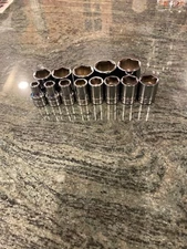 Snap-on 313twya 1/2" drive sae 6 point shallow chrome socket set