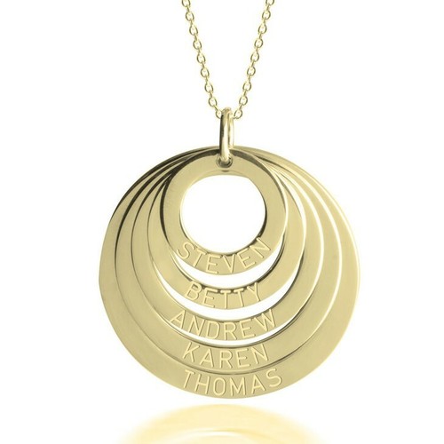 Collar Nombre Madre Niños - Disco Enchapado en Oro 24K Grabado Mamá Dijes-ONecklace ® - Imagen 7 de 12