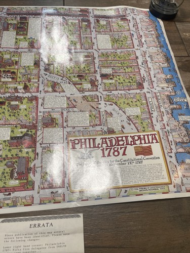 Rare 1986 Bob Terrio Philadelphia 1787, Pennsylvania Pictorial Map, City Plan - Picture 12 of 13