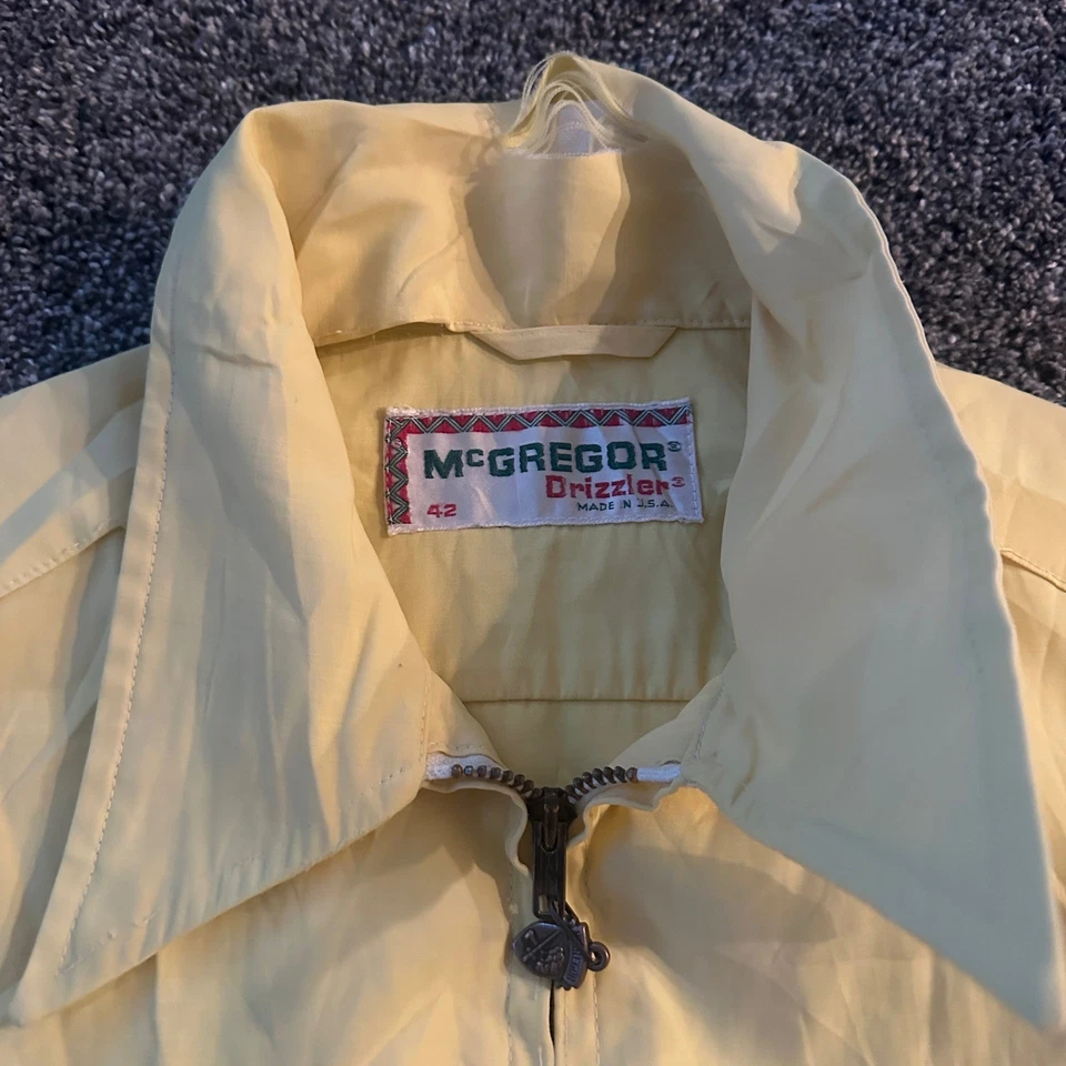 Chaqueta McGregor Drizzler De Colección Para Hombres 42 Amarilla Ligera Cremallera Frontal Informal Años 70 Foto 2 de 4