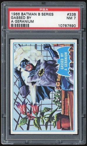 1966 Topps Batman Blue Bat #33B Gassed by a Geranium — PSA 7