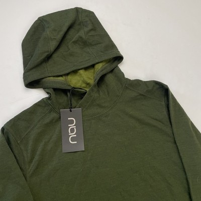 NAU Randygoat Lite Hoody Men s M Green Heather Poly Wool Blend Active