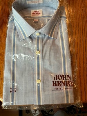 Men s John Henry Blue Striped Dress Shirt NEW Size 16.5 By 34-35