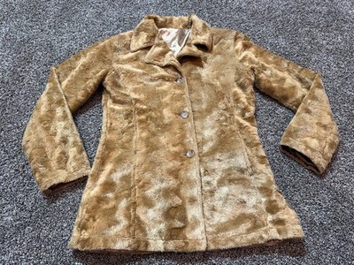 Vintage Me Jane Y2K Womens Jacket Size Small Button Front Fuzzy Gold