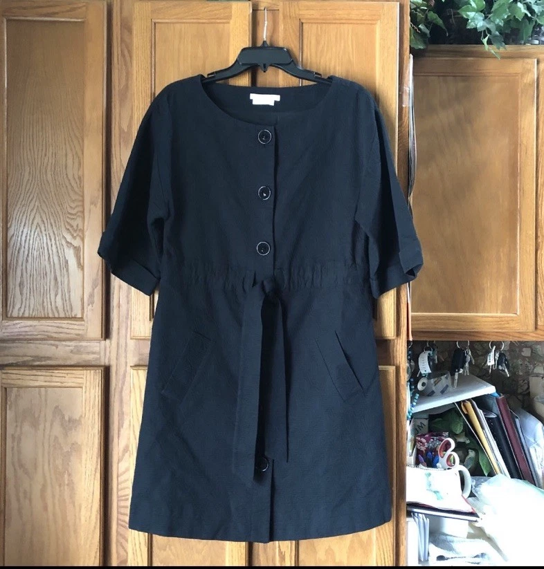 Vestido Vintage To The Max Para Mujer Mediano Textura Algodón Botón Frontal Cintura Corbata Foto 2 de 4