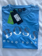 HUGO BOSS Short Sleeve Logo Tee light Blue BMA-013 Small Size New with Tag