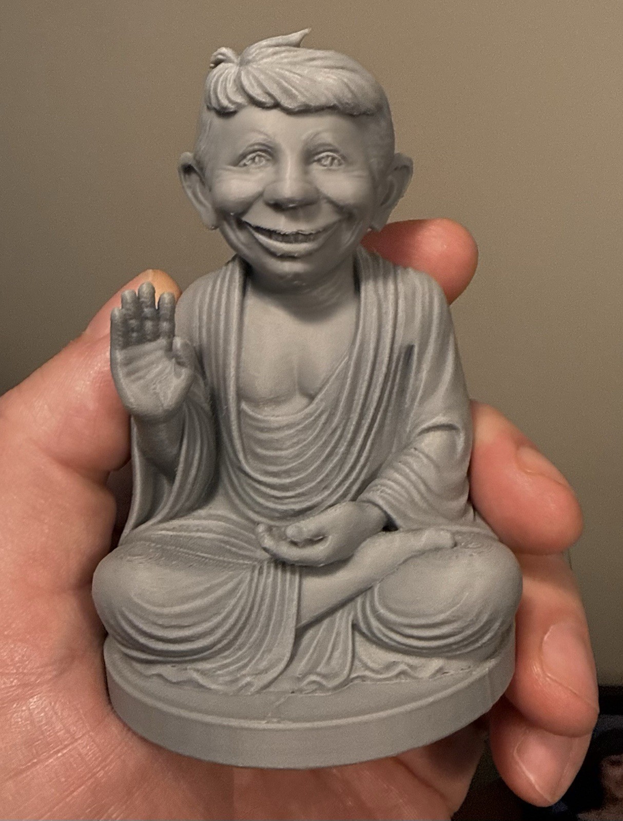 Alfred E Newman Buddha Statue - 3D Printed Figure - Mad Magazine