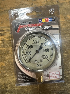 #ad Valley Instrument Quality Pressure Gauges 53674 Gauge 600 PSI $13.88