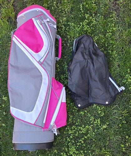 Ray Cook Pink Golf Club Bag Gyro With Cover Cart Bag 5 Way & 5 Pockets