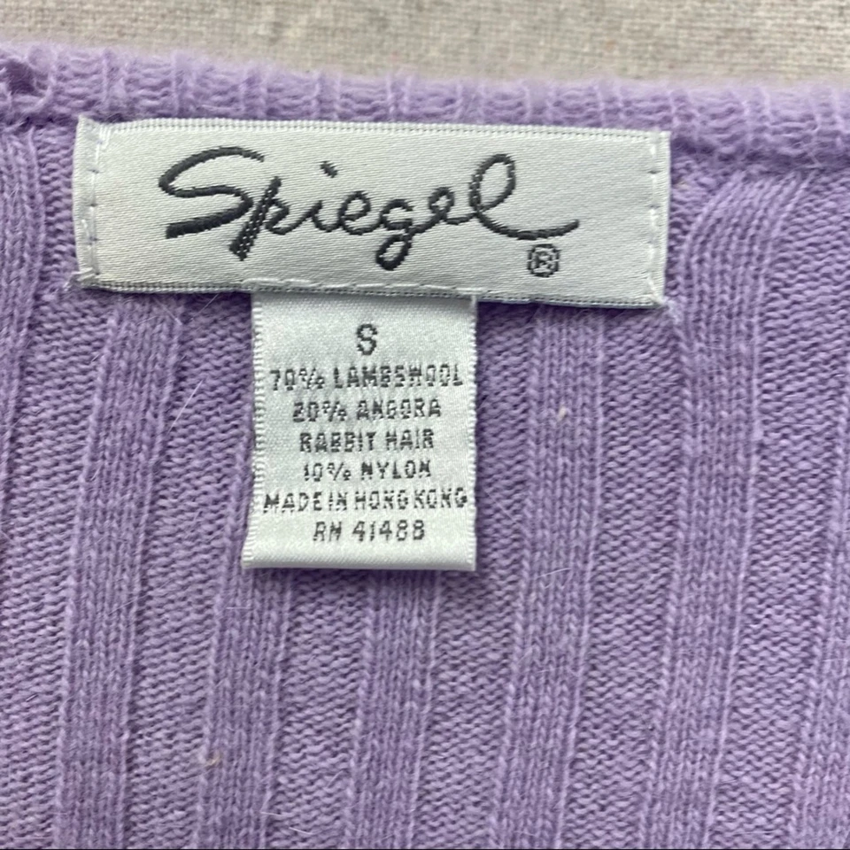 Suéter Vintage Y2K Púrpura Spiegel Volantes Talla Pequeña Lana de Cordero/Pelo de Conejo Foto 2 de 4