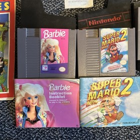 Lotto Nintendo NES originali 1985 1989 ricevuta manuale, 3 giochi Barbie Mario