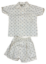 Vintage Cloud Nine Boys Shirt  Short Button Up Pajama Set Size 8