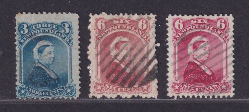Newfoundland Canada Used 1870-1894 Queen Victoria Issue 3 Stamps SCV $115
