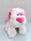 Chrisha Playful Plush White & Pink Puppy Dog Fluffy Stuffed Animal