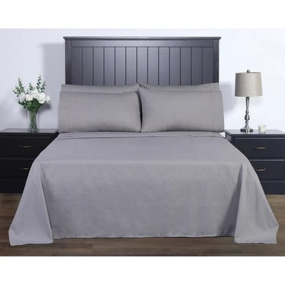 Charisma FULL, 4 Piece Sheet Set 100% Polyester, Grey Herringbone/1604580