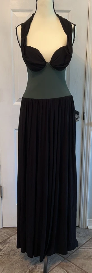 Vestido negro SIMKHAI Amarantha con corpiño verde oliva talla M diseñador precio de venta sugerido por el fabricante $645 Foto 2 de 4