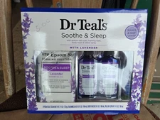 Dr. Teal's Soothe & Sleep Lavender Gift Set Soak Foam Body Wash & Spray 4 Piece