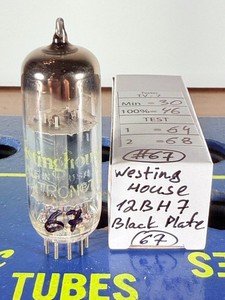 Westinghouse 12BH7 12BH7A Short Black Plate D-Getter Tested Like NOS Tube