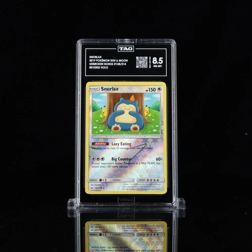 2019 Pokémon Snorlax 158/214 Rev Holo Unbroken Bonds TAG 8.5 (890)