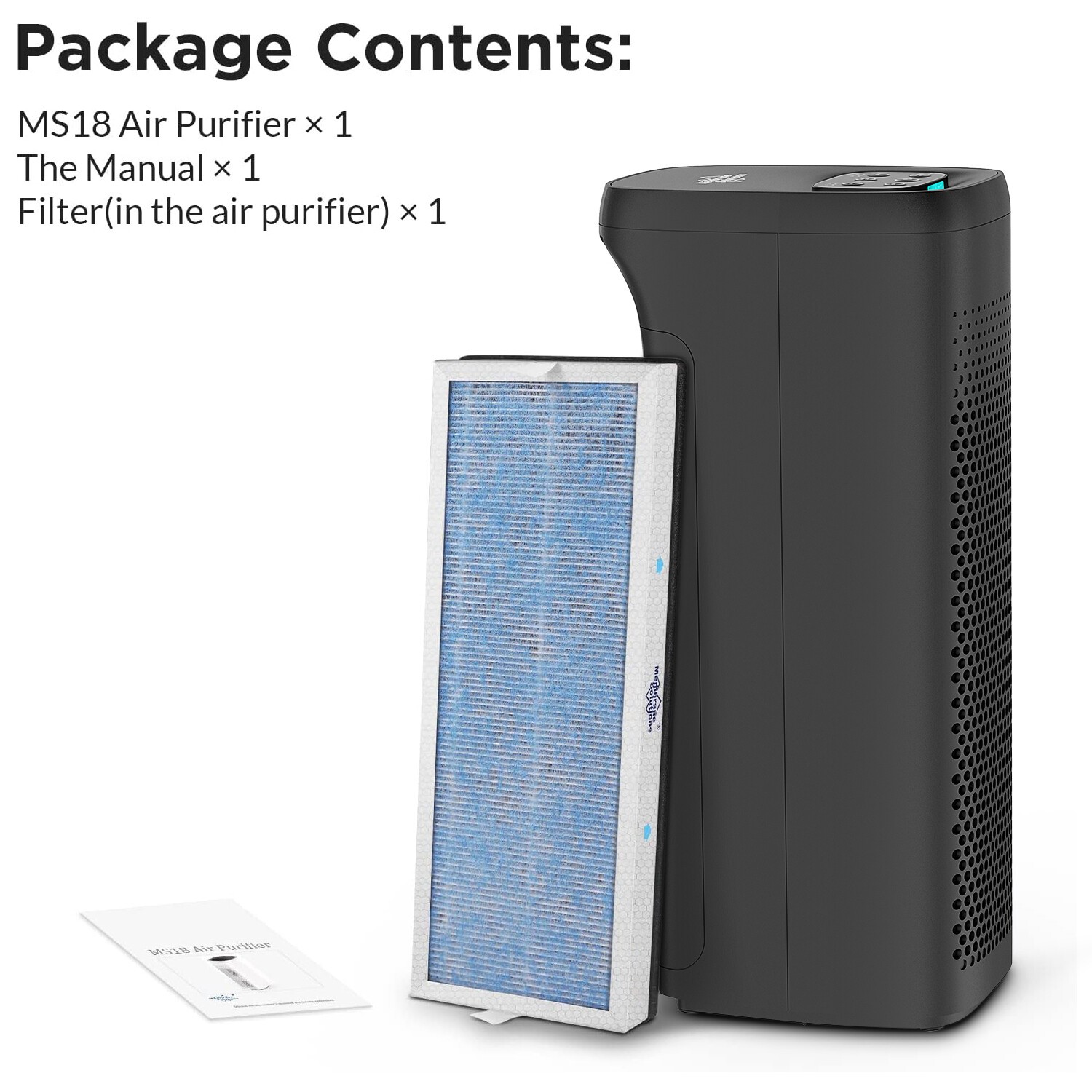 Home HEPA Air Purifier Large Room Air Filter for Allergies Smoke  Odor Dust