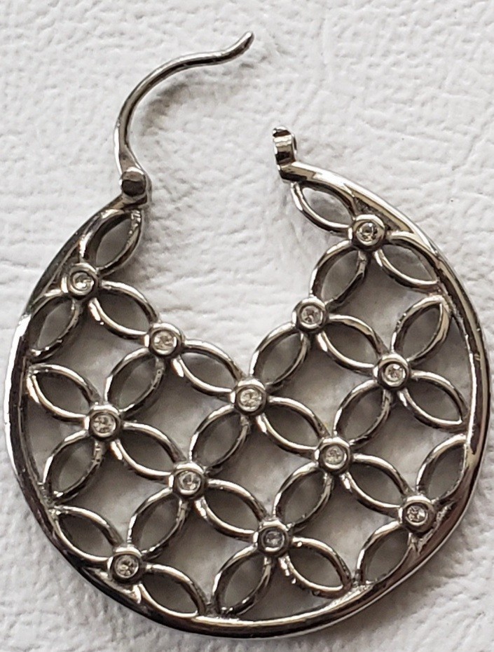 Fossil Silver Flower Pattern Earrings - image 4