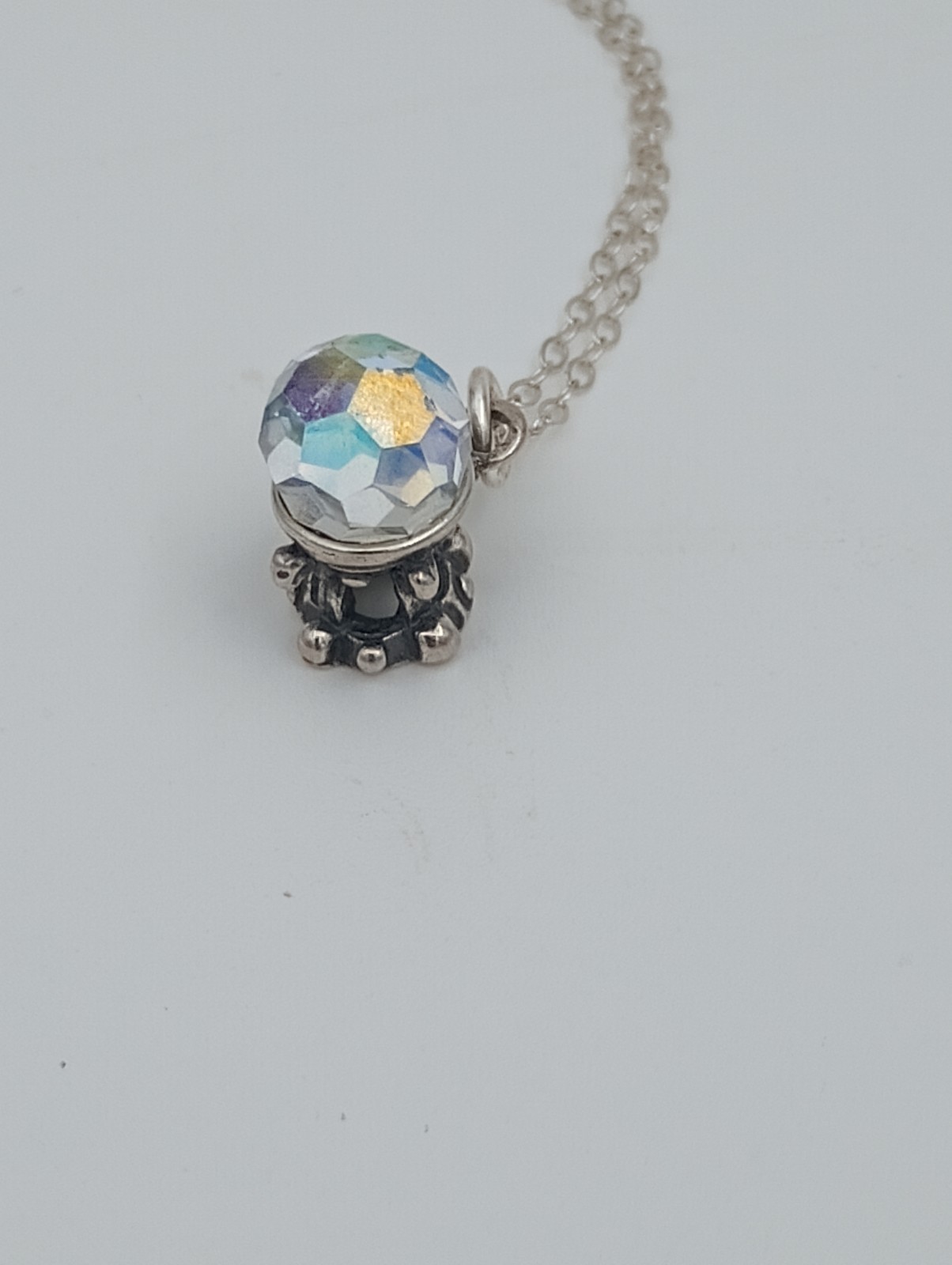 crystal ball sterling silver Necklace 925 crystal ball charm pendant 18