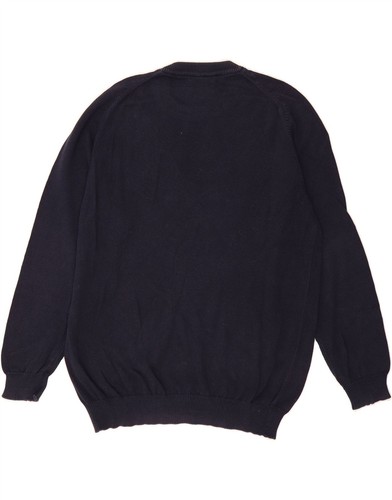 BENETTON Mens Crew Neck Jumper Sweater Large Navy Blue Cotton DK41 - Picture 2 of 5