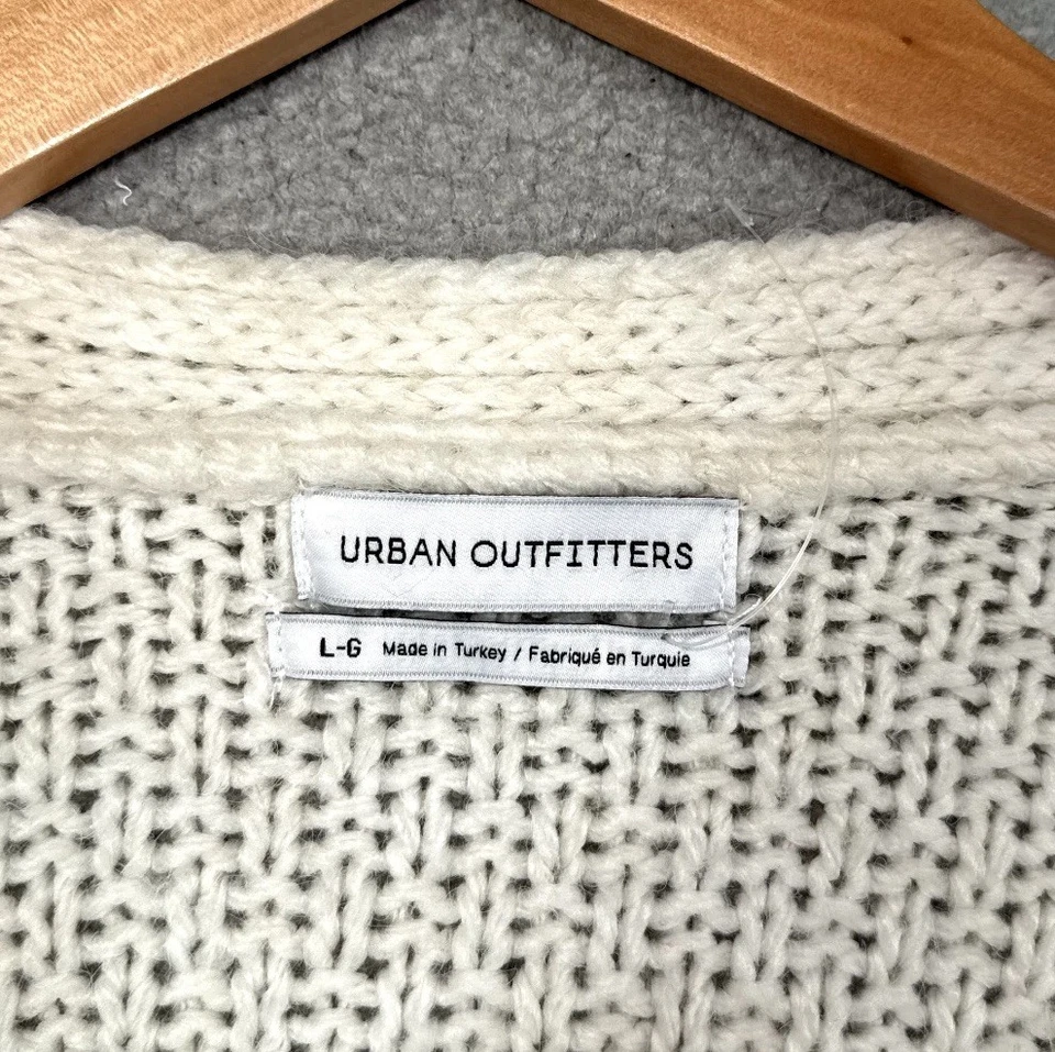 Urban Outfitters Plumero Cárdigan Mujer Grande Crema Grueso Boho Largo Suéter Foto 2 de 4