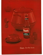 1956 Hunt's Tomato Catsup bean pot monochrome red Vintage Print Ad