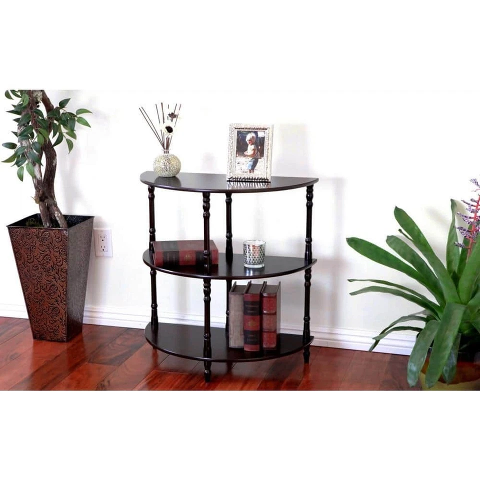 End Table Espresso Brown Wood 3-Tier 26 in. H x 11.8 in. W x 23.25 in. L - Image 2 of 4