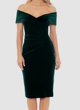 X By Xscape Women's Green Velvet Off-The-Shoulder Midi Sheath Dress Size: 14