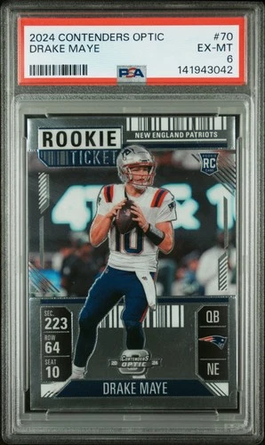 2024 PANINI CONTENDERS OPTIC #70 DRAKE MAYE ROOKIE RC PSA 6