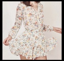 LoveShackFancy Fia Zaria Blouse Dress Floral Silk Med Revolve Love Shack Fancy