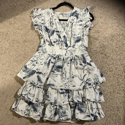 knee length dresses for ladies STAUD, Mini Wells Dress in Blue Toile, Size 16