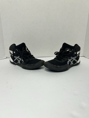 Asics Matflex 6 Youth Size 2.5 Wrestling Shoes 1084A007 Black White Silver