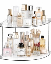 2 Tier Clear Corner Bathroom Counter Organizer Vanity Countertop Storage She... 2 Tier Clear Corner Bathroom Counter Organizer Vanity Countertop Storage She...