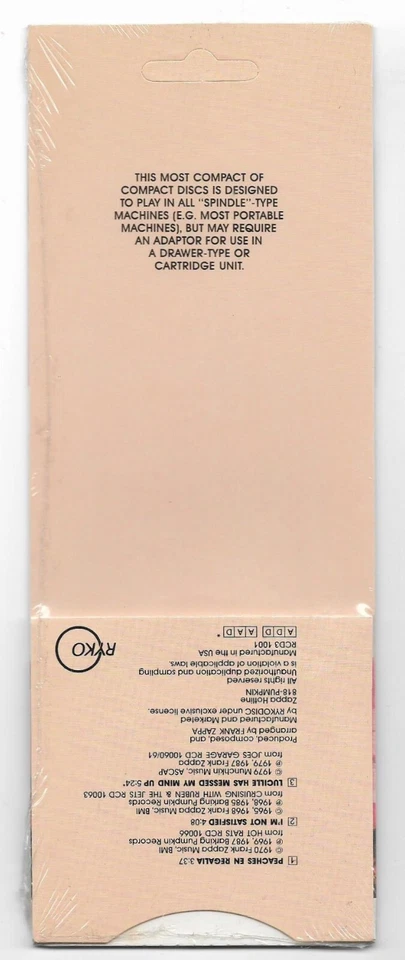 Frank Zappa – Peaches En Regalia / 3" Mini-CD / NEU & OVP - Bild 2 von 2