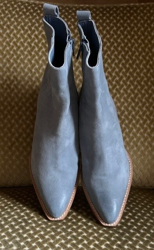 Free People Bowers Gray Blue Suede Stitch Cushion Zip Western Ankle Boots NEW 8 - Picture 19 of 24