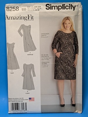 Simplicity Patterns US8258BB 20-28W Misses & Plus Size Kleider