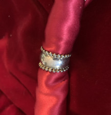 Vintage Wide Band Beaded Edge Sterling Silver Ring Sz 6 -weighs 4gm