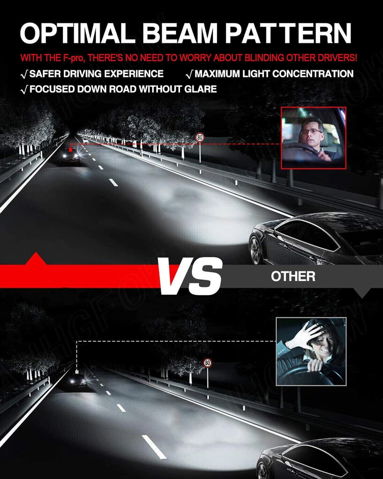 9005 9006 LED Headlight Bulbs For Mitsubishi Outlander 2007-13 Combo Pack 6000K - Image 4 of 4