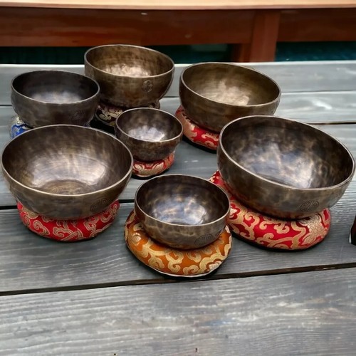 5-10" chakra frequency tunned full moon singing bowl set- meditation bowls,yoga - Picture 2 of 4