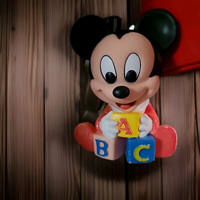 Vtg Shelcore ABC Block Disney Baby Mickey Mouse Baby Room Kids Toddler Toy Decor