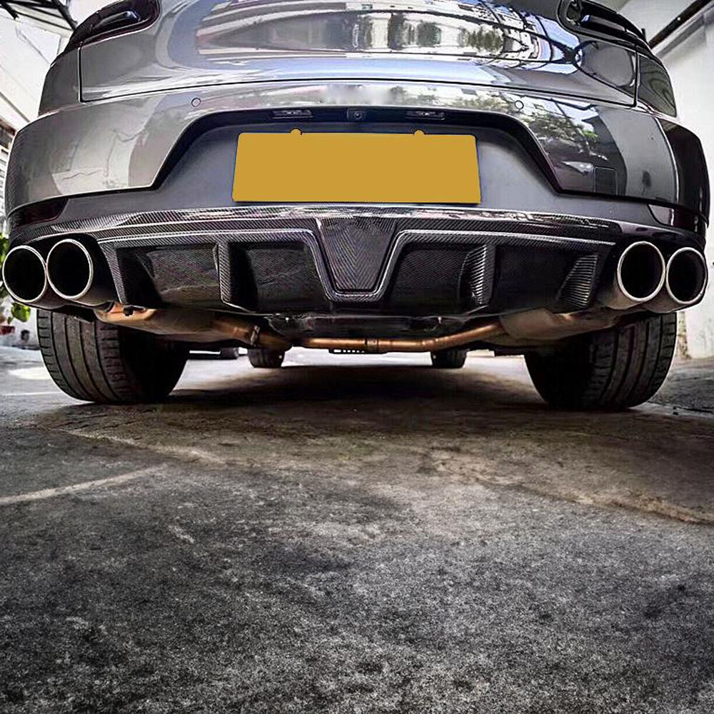 Fit For Porsche Macan 2014-2020 REAL CARBON Rear Bumper Diffuser Lip Spoiler Kit