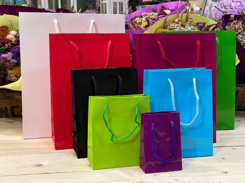 Bolsas para en papel charol 50 7 colores 6 medidas para tiendas eBay