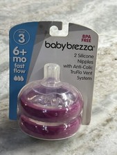 Baby Brezza Stage 3 6 Months Fast Flow Silicone Nipples BPA Free New