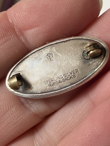 Sterling Silver Enamel Brooch Signed Sterling Silver Rims & Backs - Missing Pin - Picture 2 of 14